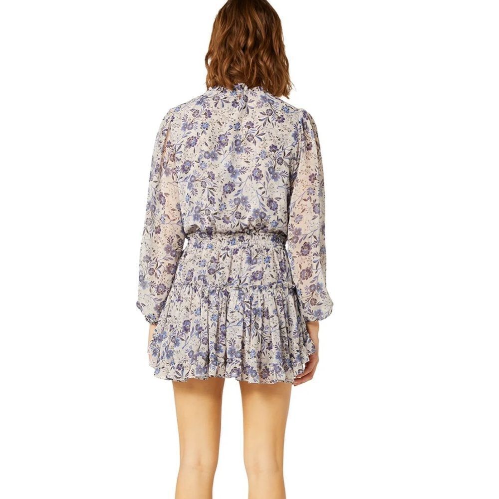 Misa Los Angeles Lorena Long Sleeve Blue Floral Mini Dress | Size S - Picture 2 of 11